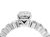 White gold Emerald Diamond Pavé Band Solitaire with Four-Prong Setting_42