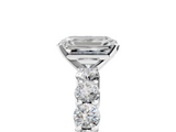 White gold Emerald Diamond Pavé Band Solitaire with Four-Prong Setting_43