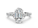 White gold Emerald Diamond Pave Band with Floral Prong Setting_28
