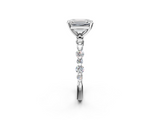 White gold Emerald Diamond Prong Set Engagement Ring with Pave Band_245