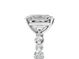 White gold Emerald Diamond Prong Set Engagement Ring with Pave Band_252