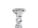 White gold Emerald Diamond Prong Setting with Side Stones on a Pave Band_187