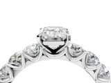 White gold Emerald Diamond Prong Setting with Side Stones on a Pave Band_188