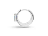 White gold Emerald Diamond Solitaire Huggie Hoop Earrings_1