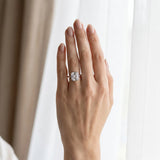 White gold Emerald Diamond Solitaire Ring with Bezel Setting and Classic Band_3