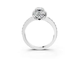 White gold Emerald Diamond Solitaire Ring with Shared Prong Pavé Band_56