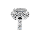 White gold Emerald Diamond Solitaire Ring with Shared Prong Pavé Band_58