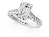 White gold Emerald Diamond Solitaire with Pave Band and Six-Prong Setting_56