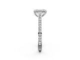 White gold Emerald Diamond Solitaire with Pave Band and Six-Prong Setting_57