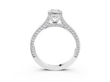 White gold Emerald Diamond Solitaire with Pave Band and Six-Prong Setting_58