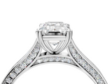 White gold Emerald Diamond Solitaire with Pave Band and Six-Prong Setting_59