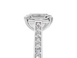 White gold Emerald Diamond Solitaire with Pave Band and Six-Prong Setting_60