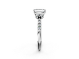 White gold Emerald Diamond Three-Stone Pave Band with Four-Prong Setting_63