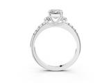 White gold Emerald Diamond Three-Stone Pave Band with Four-Prong Setting_64