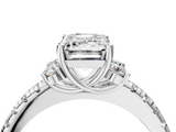White gold Emerald Diamond Three-Stone Pave Band with Four-Prong Setting_65