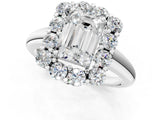 White gold Emerald Halo Cluster Diamond Engagement Ring with Prong Setting and Polished Band_21