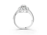White gold Emerald Halo Cluster Diamond Engagement Ring with Prong Setting and Polished Band_23