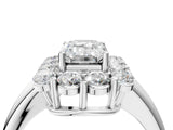 White gold Emerald Halo Cluster Diamond Engagement Ring with Prong Setting and Polished Band_24