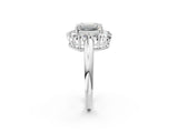 White gold Emerald Halo Cluster Diamond Engagement Ring with Prong Setting and Polished Band_25