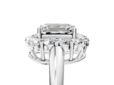 White gold Emerald Halo Cluster Diamond Engagement Ring with Prong Setting and Polished Band_28