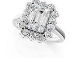 White gold Emerald Halo Cluster Diamond Engagement Ring with Solitaire Band and Prong Setting_50