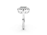 White gold Emerald Halo Cluster Diamond Engagement Ring with Solitaire Band and Prong Setting_51