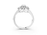 White gold Emerald Halo Cluster Diamond Engagement Ring with Solitaire Band and Prong Setting_52