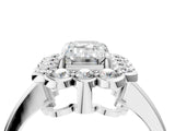 White gold Emerald Halo Cluster Diamond Engagement Ring with Solitaire Band and Prong Setting_53