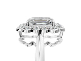 White gold Emerald Halo Cluster Diamond Engagement Ring with Solitaire Band and Prong Setting_54