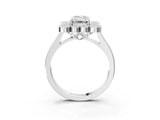 White gold Emerald Halo Diamond Cluster Engagement Ring with Milgrain Bezel Setting and Solitaire Band_42