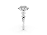 White gold Emerald Halo Diamond Engagement Ring with Filigree Band and Four-Prong Setting_83