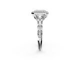 White gold Emerald Halo Diamond Engagement Ring with Intricate Filigree Band and Four-Prong Setting_39
