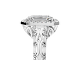 White gold Emerald Halo Diamond Engagement Ring with Intricate Filigree Band and Four-Prong Setting_42