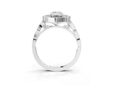White gold Emerald Halo Diamond Engagement Ring with Milgrain Band and Four-Prong Setting_75