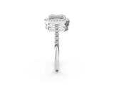 White gold Emerald Halo Diamond Engagement Ring with Pavé Band and Four-Prong Setting_71