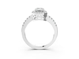 White gold Emerald Halo Diamond Engagement Ring with Pavé Band and Four-Prong Setting_72