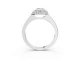 White gold Emerald Halo Diamond Engagement Ring with Solitaire Band and Four-Prong Setting_23