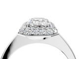 White gold Emerald Halo Diamond Engagement Ring with Solitaire Band and Four-Prong Setting_24