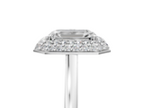 White gold Emerald Halo Diamond Engagement Ring with Solitaire Band and Four-Prong Setting_25