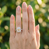 White gold Emerald Halo Diamond Engagement Ring with Split Shank Band and Four-Prong Setting_18