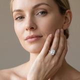 White gold Emerald Halo Diamond Engagement Ring with Split Shank Band and Four-Prong Setting_19