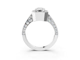 White gold Emerald Halo Diamond Engagement Ring with Split Shank Band and Four-Prong Setting_9