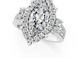 White gold Emerald Halo Diamond Engagement Ring with Split Shank and Four-Prong Setting 1