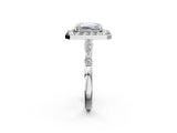 White gold Emerald Halo Diamond Engagement Ring with Twisted Band and Four-Prong Setting 2