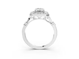 White gold Emerald Halo Diamond Engagement Ring with Twisted Band and Four-Prong Setting 3