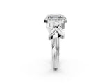 White gold Emerald Halo Diamond Floral Band with Four-Prong Setting_113