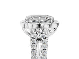 White gold Emerald Halo Diamond Floral Split Shank Engagement Ring 5