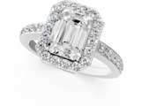 White gold Emerald Halo Diamond Pavé Band Ring with Prong Setting_21