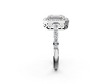 White gold Emerald Halo Diamond Pavé Band Ring with Prong Setting_22