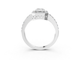White gold Emerald Halo Diamond Pavé Band Ring with Prong Setting_22